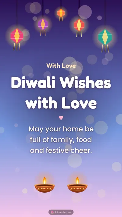 Diwali Wishes with Love – Family & Friends Diwali wishes image in English (story)