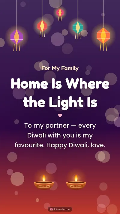Home Is Where the Light Is – Family & Friends Diwali wishes image in English (story)