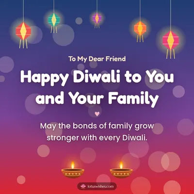 Happy Diwali to You and Your Family – Family & Friends Diwali wishes image in English (square)