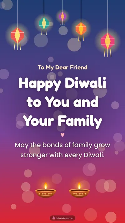 Happy Diwali to You and Your Family – Family & Friends Diwali wishes image in English (story)
