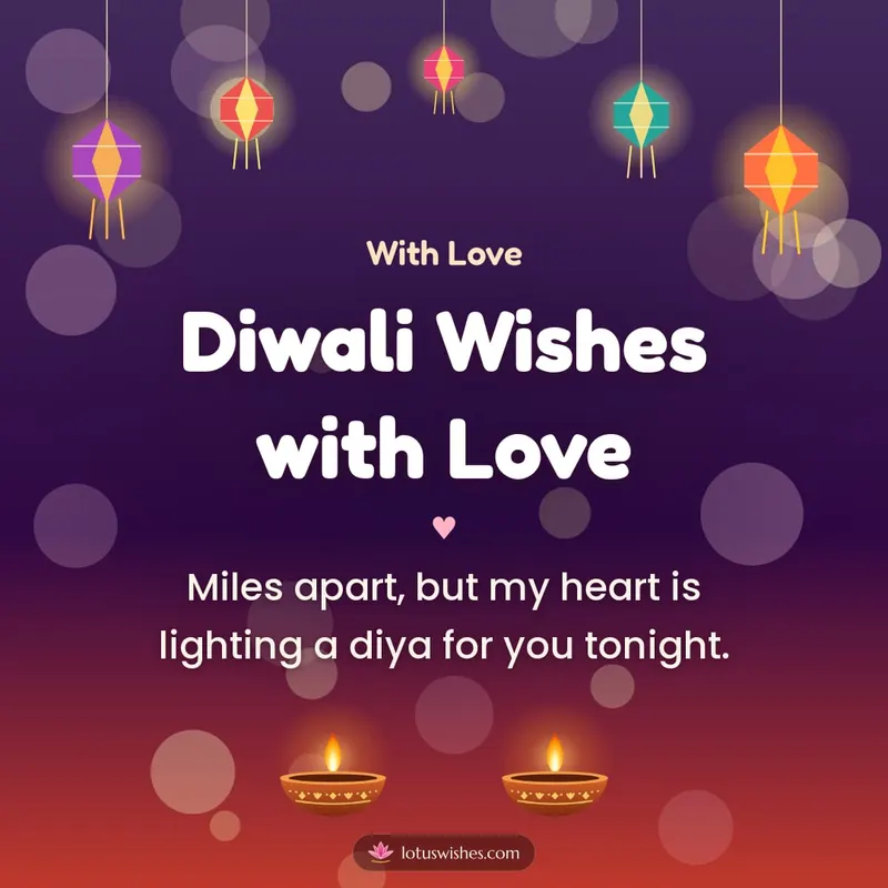 Diwali Wishes with Love – Family & Friends Diwali wishes image in English (square)