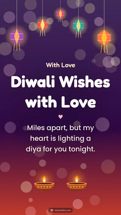 Diwali Wishes with Love – Family & Friends Diwali wishes image in English (story)