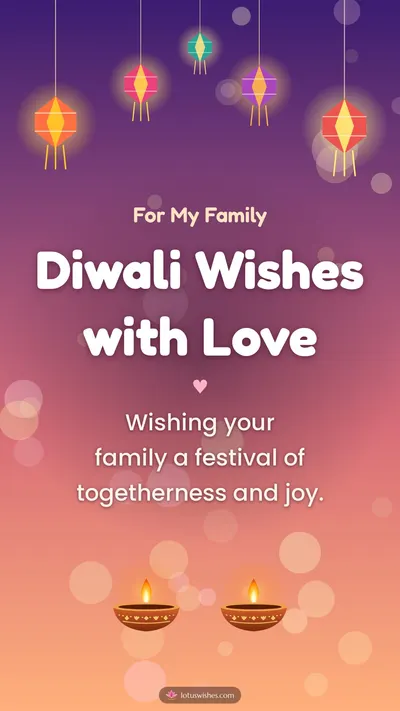 Diwali Wishes with Love – Family & Friends Diwali wishes image in English (story)