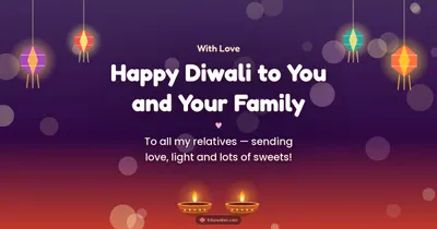 Happy Diwali to You and Your Family – Family & Friends Diwali wishes image in English (landscape)