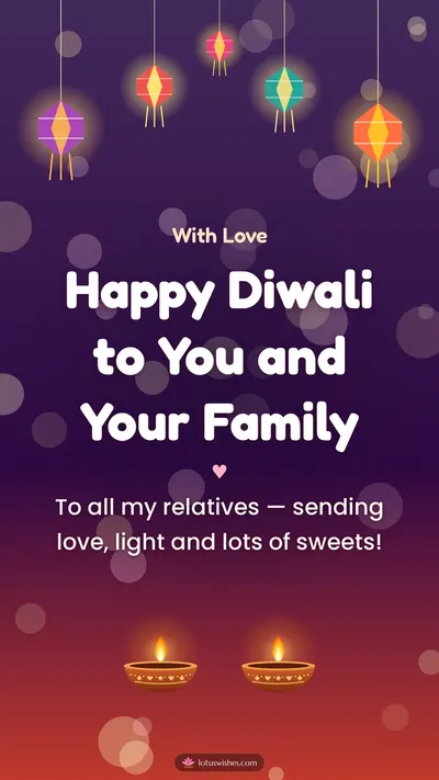 Happy Diwali to You and Your Family – Family & Friends Diwali wishes image in English (story)