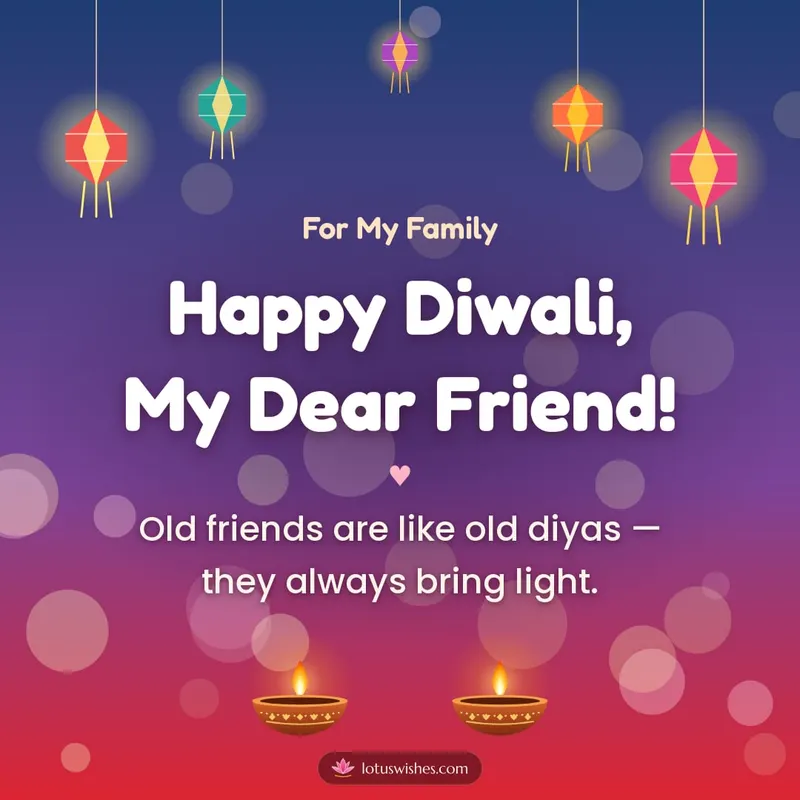 Happy Diwali, My Dear Friend! – Family & Friends Diwali wishes image in English (square)