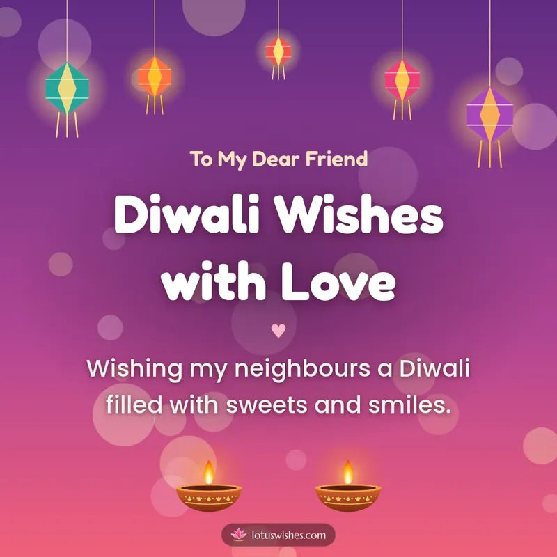 Diwali Wishes with Love – Family & Friends Diwali wishes image in English (square)
