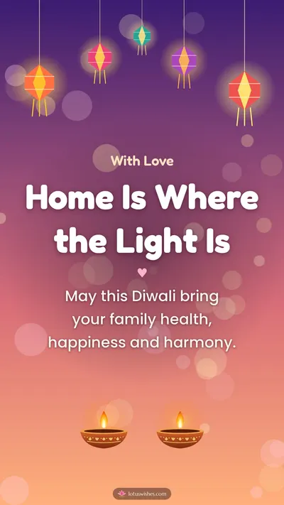 Home Is Where the Light Is – Family & Friends Diwali wishes image in English (story)