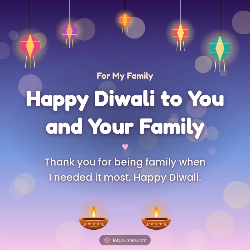 Happy Diwali to You and Your Family – Family & Friends Diwali wishes image in English (square)