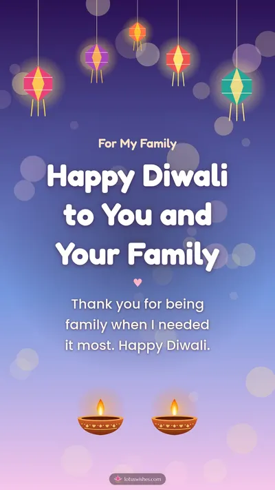 Happy Diwali to You and Your Family – Family & Friends Diwali wishes image in English (story)
