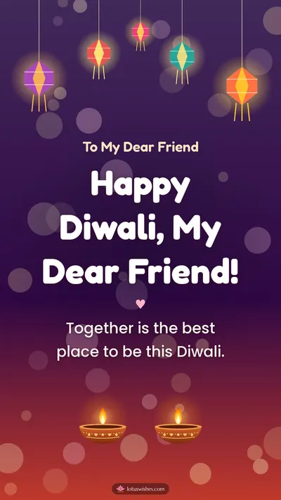 Happy Diwali, My Dear Friend! – Family & Friends Diwali wishes image in English (story)