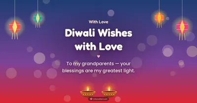 Diwali Wishes with Love – Family & Friends Diwali wishes image in English (landscape)