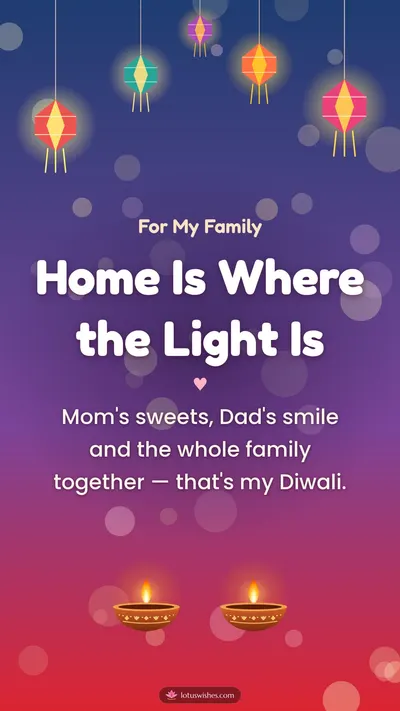 Home Is Where the Light Is – Family & Friends Diwali wishes image in English (story)