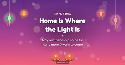 Home Is Where the Light Is – Family & Friends Diwali wishes image in English (landscape)