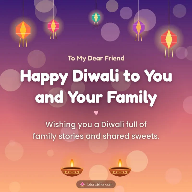 Happy Diwali to You and Your Family – Family & Friends Diwali wishes image in English (square)