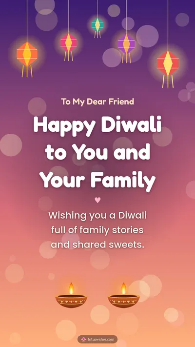 Happy Diwali to You and Your Family – Family & Friends Diwali wishes image in English (story)