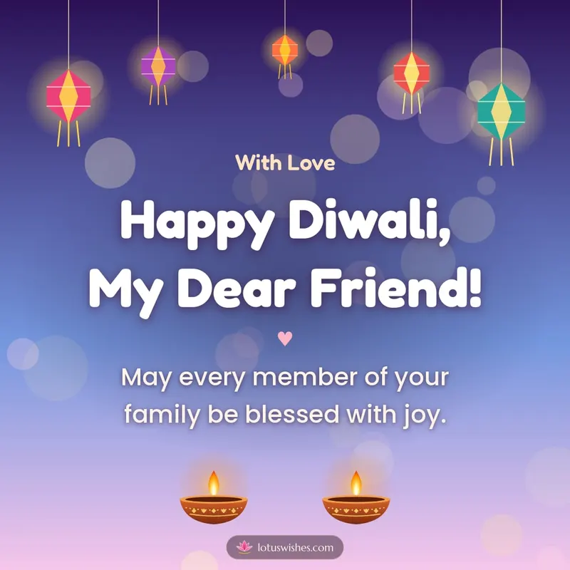 Happy Diwali, My Dear Friend! – Family & Friends Diwali wishes image in English (square)