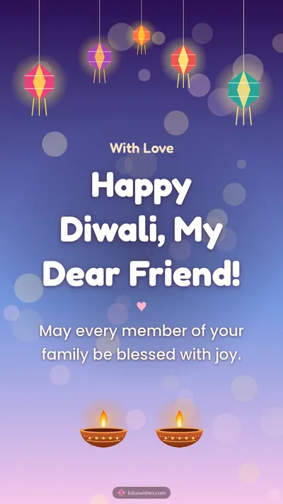 Happy Diwali, My Dear Friend! – Family & Friends Diwali wishes image in English (story)