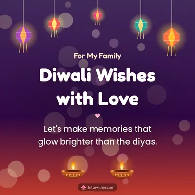 Diwali Wishes with Love – Family & Friends Diwali wishes image in English (square)