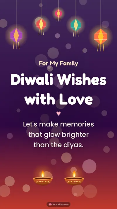 Diwali Wishes with Love – Family & Friends Diwali wishes image in English (story)