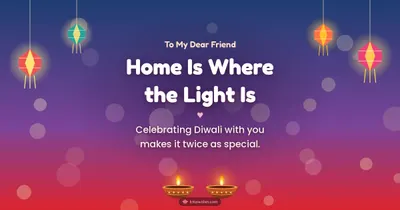Home Is Where the Light Is – Family & Friends Diwali wishes image in English (landscape)