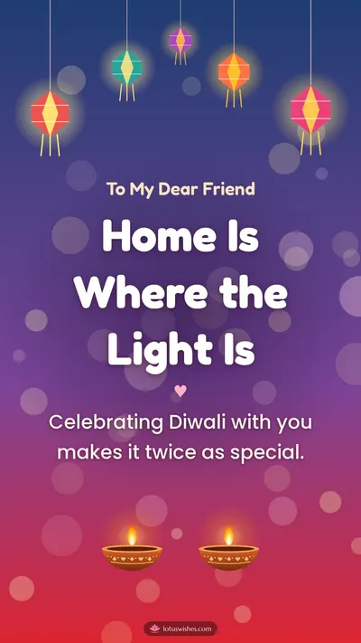Home Is Where the Light Is – Family & Friends Diwali wishes image in English (story)