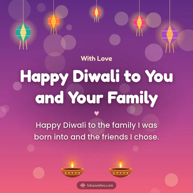 Happy Diwali to You and Your Family – Family & Friends Diwali wishes image in English (square)