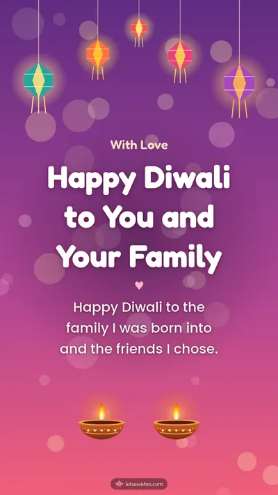 Happy Diwali to You and Your Family – Family & Friends Diwali wishes image in English (story)
