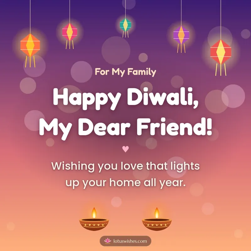 Happy Diwali, My Dear Friend! – Family & Friends Diwali wishes image in English (square)