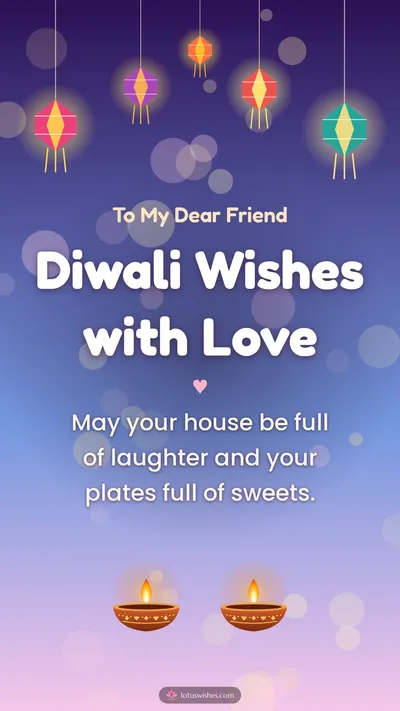 Diwali Wishes with Love – Family & Friends Diwali wishes image in English (story)