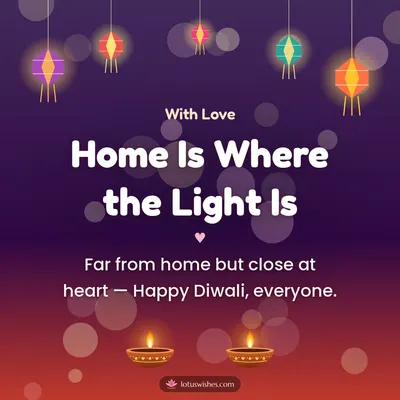 Home Is Where the Light Is – Family & Friends Diwali wishes image in English (square)