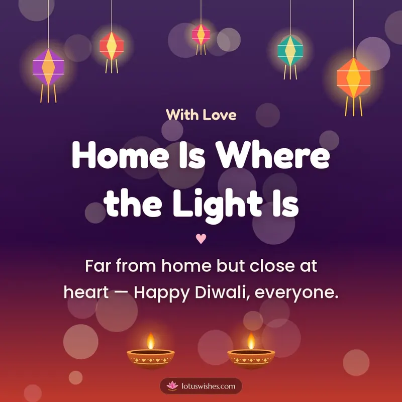 Home Is Where the Light Is – Family & Friends Diwali wishes image in English (square)