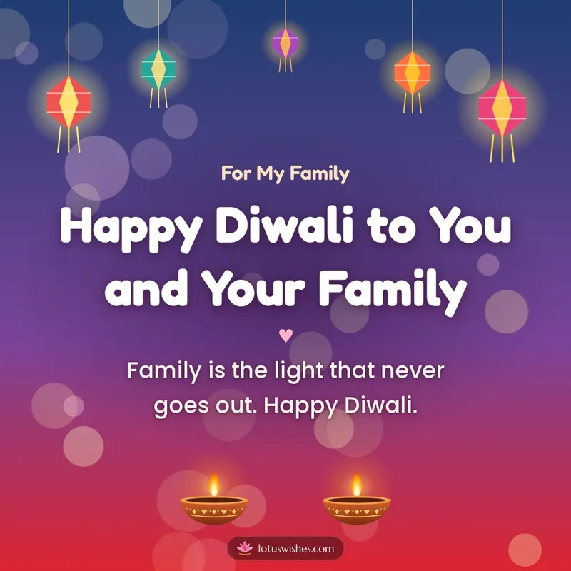 Happy Diwali to You and Your Family – Family & Friends Diwali wishes image in English (square)