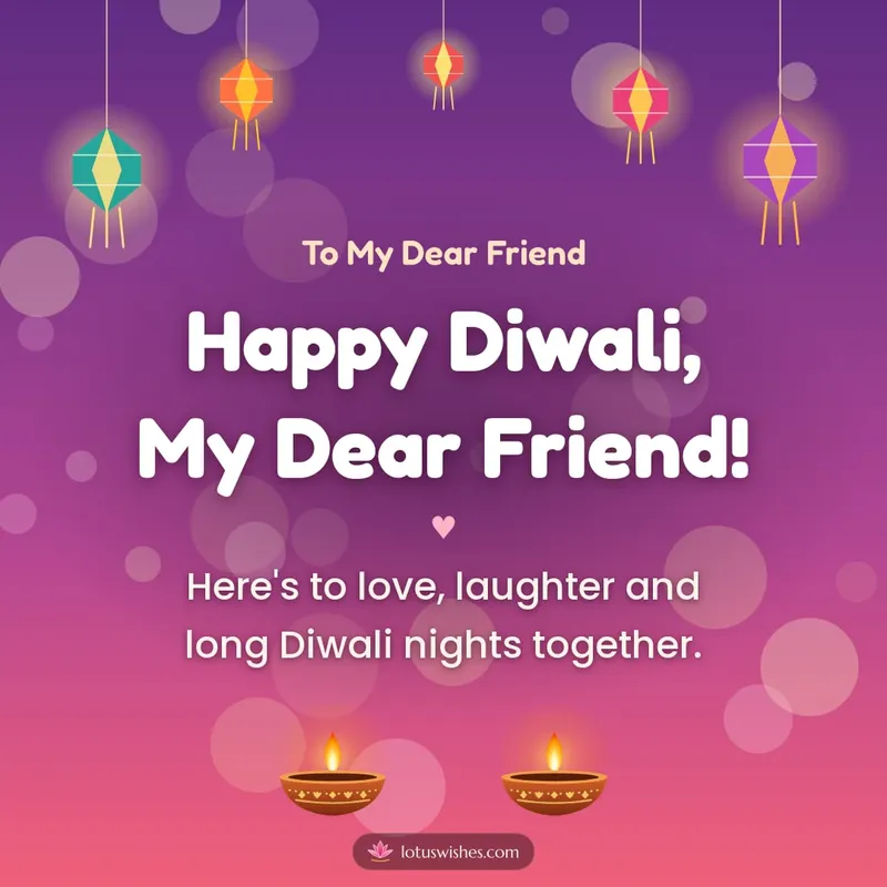 Happy Diwali, My Dear Friend! – Family & Friends Diwali wishes image in English (square)