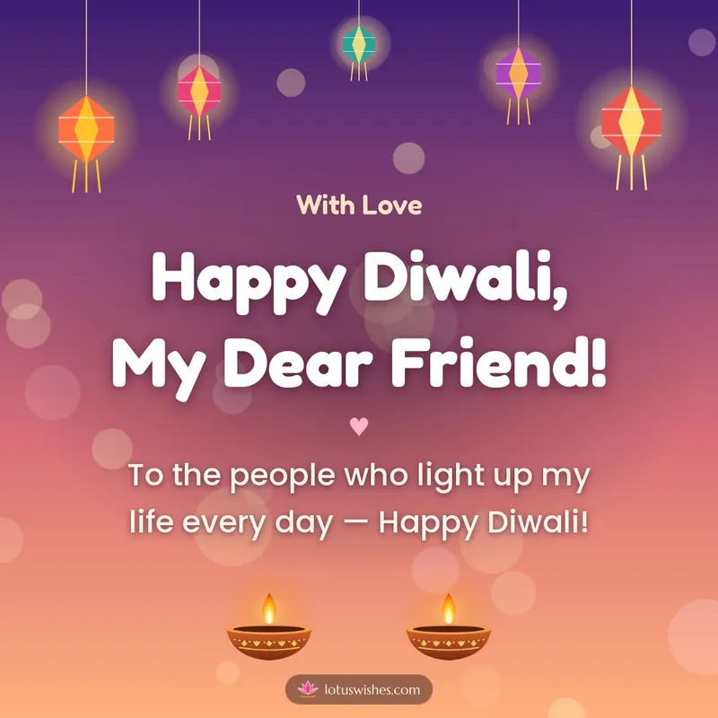 Happy Diwali, My Dear Friend! – Family & Friends Diwali wishes image in English (square)