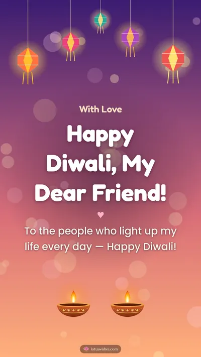 Happy Diwali, My Dear Friend! – Family & Friends Diwali wishes image in English (story)