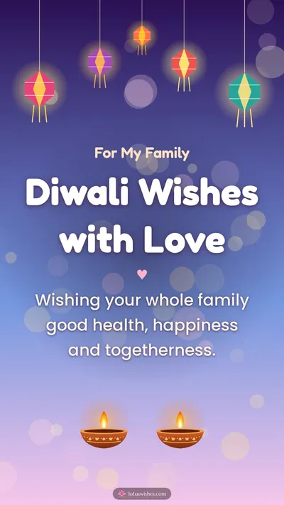 Diwali Wishes with Love – Family & Friends Diwali wishes image in English (story)