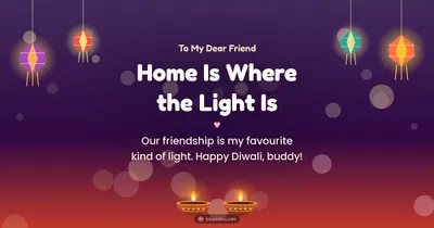 Home Is Where the Light Is – Family & Friends Diwali wishes image in English (landscape)