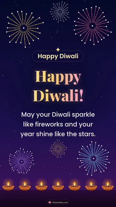 Happy Diwali! – Fireworks Diwali wishes image in English (story)