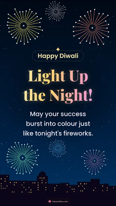 Light Up the Night! – Fireworks Diwali wishes image in English (story)
