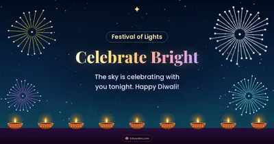 Celebrate Bright – Fireworks Diwali wishes image in English (landscape)