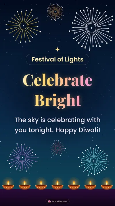 Celebrate Bright – Fireworks Diwali wishes image in English (story)