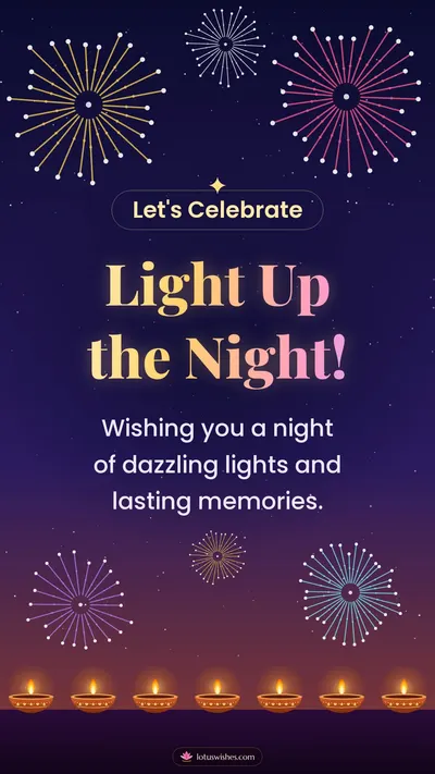 Light Up the Night! – Fireworks Diwali wishes image in English (story)