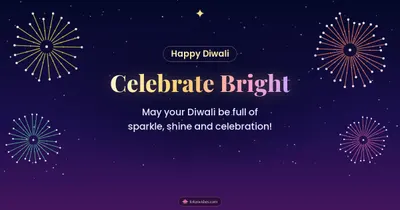 Celebrate Bright – Fireworks Diwali wishes image in English (landscape)