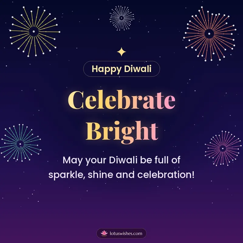 Celebrate Bright – Fireworks Diwali wishes image in English (square)
