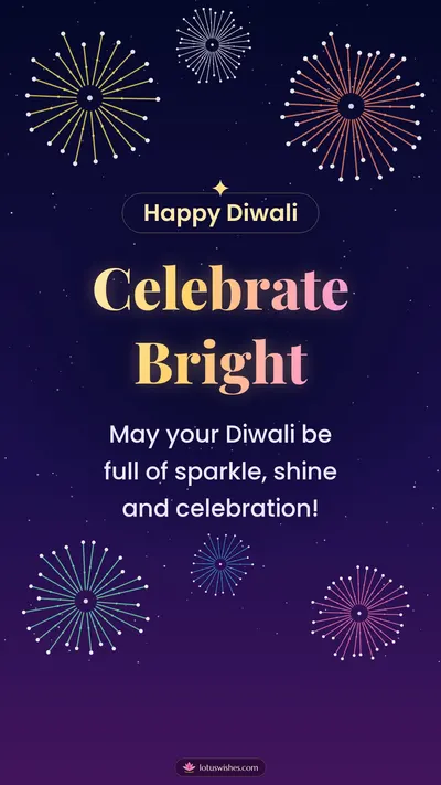 Celebrate Bright – Fireworks Diwali wishes image in English (story)