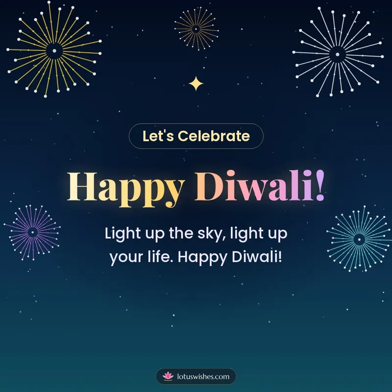 Happy Diwali! – Fireworks Diwali wishes image in English (square)