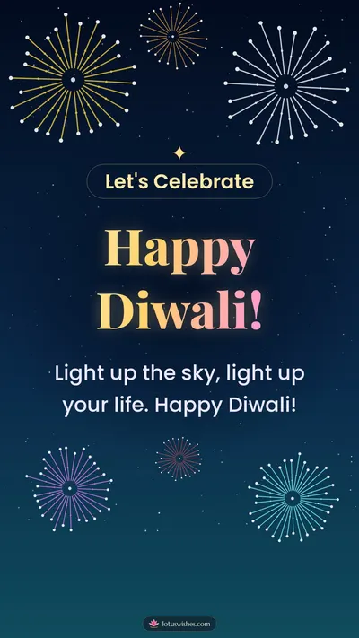 Happy Diwali! – Fireworks Diwali wishes image in English (story)