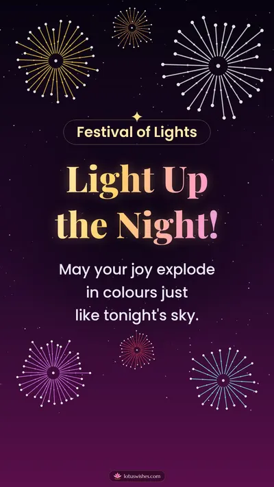 Light Up the Night! – Fireworks Diwali wishes image in English (story)