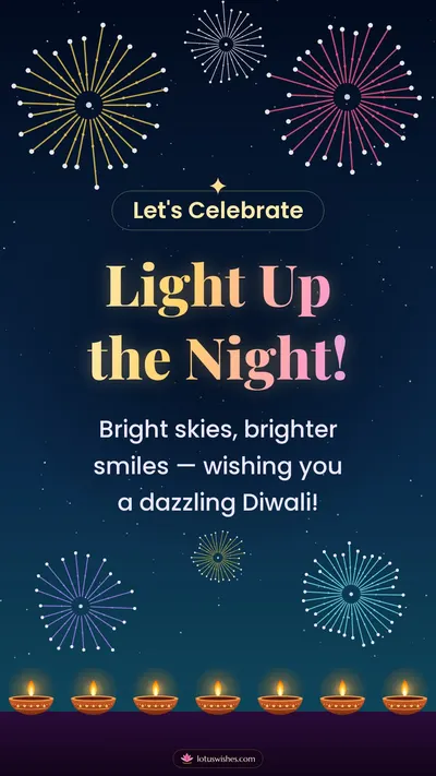 Light Up the Night! – Fireworks Diwali wishes image in English (story)